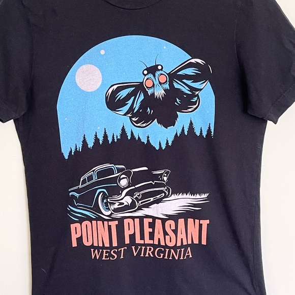 Mothman Point Pleasant West Virginia Graphic Black T Shirt Adult Size Medium - Picture 4 of 9